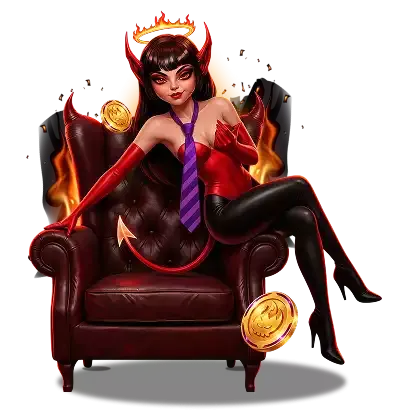 HellSpin high roller devil sitting on a burning throne